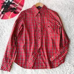 美品 バーバリーブルーレーベル チェックシャツ 40 L 長袖 ホースロゴ刺繍