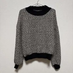 ツイードニットセーター ブラックホワイト