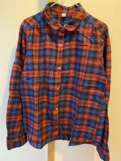 女の子 150ユニクロ フランネルチェックシャツ 丸襟