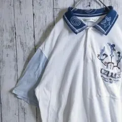 【ロードランナー】 ポロシャツ 4 L〜XL 白 水色 ツートンカラーのサムネイル