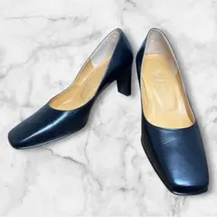 TRUSSARDI トラサルディ ブラック スクエアトゥ パンプス22㎝冠婚葬祭