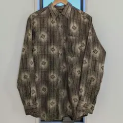 古着 幾何学模様 総柄 長袖シャツ