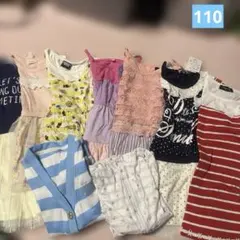 女の子　まとめ売り　110 ワンピース　シフォン　刺繍　ボーダー　マリン　花柄