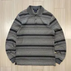 USA製 LANDS’ ENDコットンニットポロ 長袖ポロシャツ 90s M