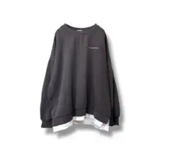 グラシア　長袖トレーナー　L グレー　バックプリント　レイヤード　綿混　秋冬
