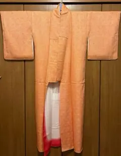 総絞り 着物 小紋 オレンジ しつけ付き　リメイク