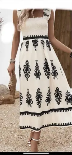 レディースshein リゾートプリント柄ドレス