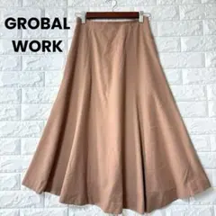 グローバルワーク スカート ロング フレア ブラウン M 秋 冬 シンプル ゴム