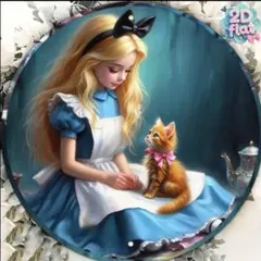 不思議の国のアリス　アリスと猫 ブリキ看板