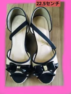 サンダル パンプス 黒茶色