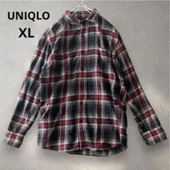 ユニクロ UNIQLO ネルシャツ チェック 赤 ネイビー XL 綿100%