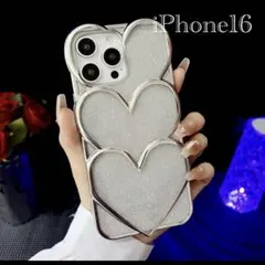 1296 iPhone16ケース　ハート 量産型 地雷系 韓国風 立体キラキラ