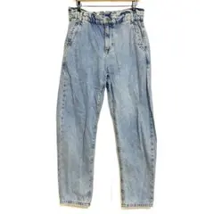 ZARA ザラ　ハイウエスト テーパードデニム　ウエストゴム　水色　36 / S