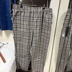 グレー系チェック リラックススラックス