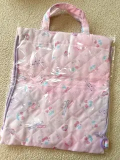 さくらんぼ柄のナップサック　手提げカバン　お着替え袋