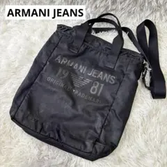 ARMANI JEANS 2WAYショルダーバッグ 黒 ナイロンのサムネイル
