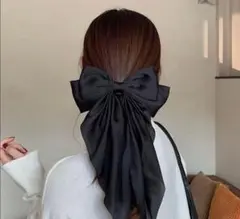 黒 リボン バレッタ 大きめ 卒業式 入学式 女子会 推し活 イベント
