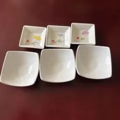白地　花柄　陶器　小皿　6個セット