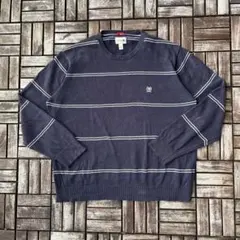 TOMMY HILFIGER Crest ネイビー ストライプ ニットセーター