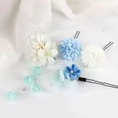 花モチーフ 髪飾り 4点セット