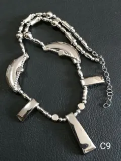 シルバービーズネックレス C9　グランジ　アメカジ　パンク　ロック　ストリート系