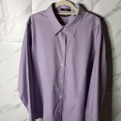 【早い者勝ち】Eddie Bauer 長袖無地シャツ ラベンダー パープル Lのサムネイル