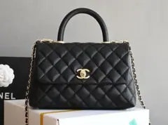CHANEL ブラック キルティング ハンドバッグ