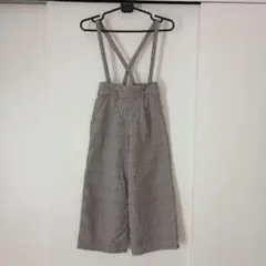 チェック柄ひも付き(取外し可)ワイドパンツ