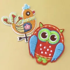 ふくろう 風見鶏 刺繍 アイロン ワッペン アップリケ 動物 【an-s26】