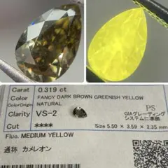 【高品質/強蛍光/ソ付き】カメレオンダイヤモンド　ルース　0.319ct