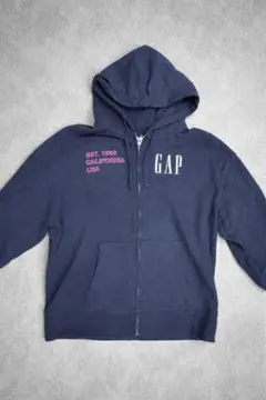 美品 GAP 30周年記念 ロゴ フルジップパーカー ネイビー 超希少 Mサイズ
