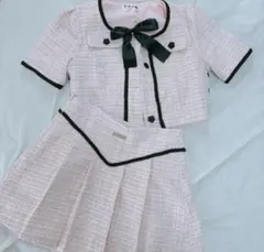 ワンホン　セットアップ　ピンク　ツイード