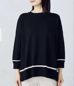 お値下げ♪ COMME CA ISIM 配色ラインワイドニット(F)のサムネイル