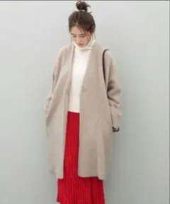 ADAM ET ROPÉ アダムエロペ　モヘヤシャギーノーカラーコート