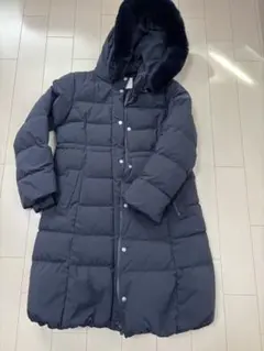 美品 ポンポネットジュニア  160cm ダウンコート  ネイビー