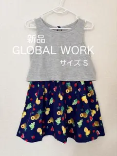 新品 GLOBAL WORK ノースリーブ ワンピース フルーツ柄 Sのサムネイル