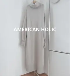 《極美品》ネックスリットタートルニットワンピース