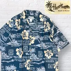 【90s US古着】Howie ハウィー ハイビスカス・ヤシの木総柄アロハシャツのサムネイル