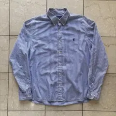 ラルフローレン ボタンダウン シャツ ブルー ストライプ オーバーサイズ