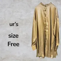 ur’s 長袖カットソー　トップス　ブラウン　ブラウス　モックネック　古着