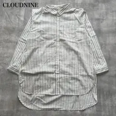 クラウドナイン【M-L】シャツ チュニック ロング丈 ストライプ柄 テールカット