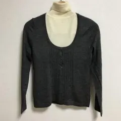 NEWYORKER ニューヨーカー　カーディガングレー薄手　透かし編み