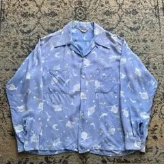 50s 長袖 ハワイアン シャツ レーヨン ヴィンテージ 検 40s 60s