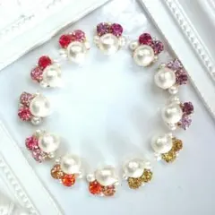 大粒コットンパールのビジューピアス(キュート)No.2②