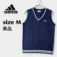 アディダス　ベスト 型番AF8170　刺繍ロゴ　Mサイズ　ネイビー　美品