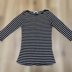 ZARA オーガニックコットン ストライプ7分丈トップス