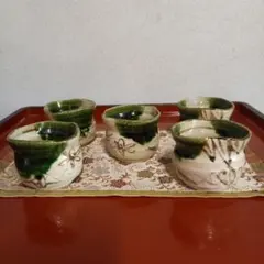 1795 織部焼 玉露 茶器揃 急須 湯冷 茶碗 6 客 木箱入り 未使用 - メルカリ