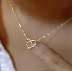 大きいハート ゴールド 最高品質CZダイヤネックレス 【爆売れ】