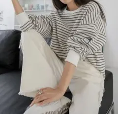 DAZY 大きめボーダースウェットシャツXL