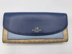COACH コーチ 二つ折り 長財布 ウォレット シグネチャー ブルー
